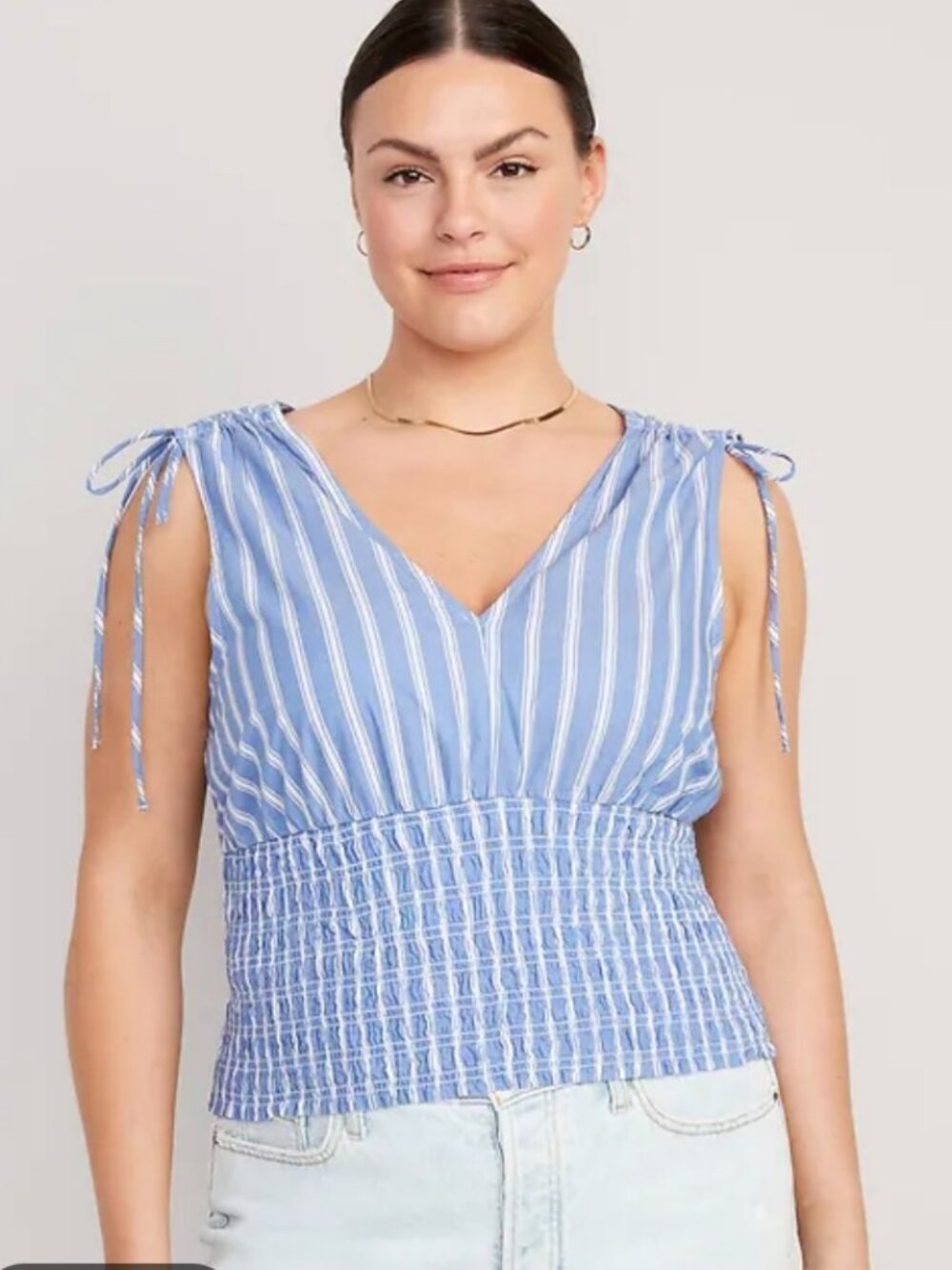 Old Navy Sleeveless Blue & White Striped Top Size 3X 100% Cotton